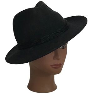 Vintage Ideal Chic Mens Hat Sz M 100 Percent Wool Felt Dark Charcoal RN 55577